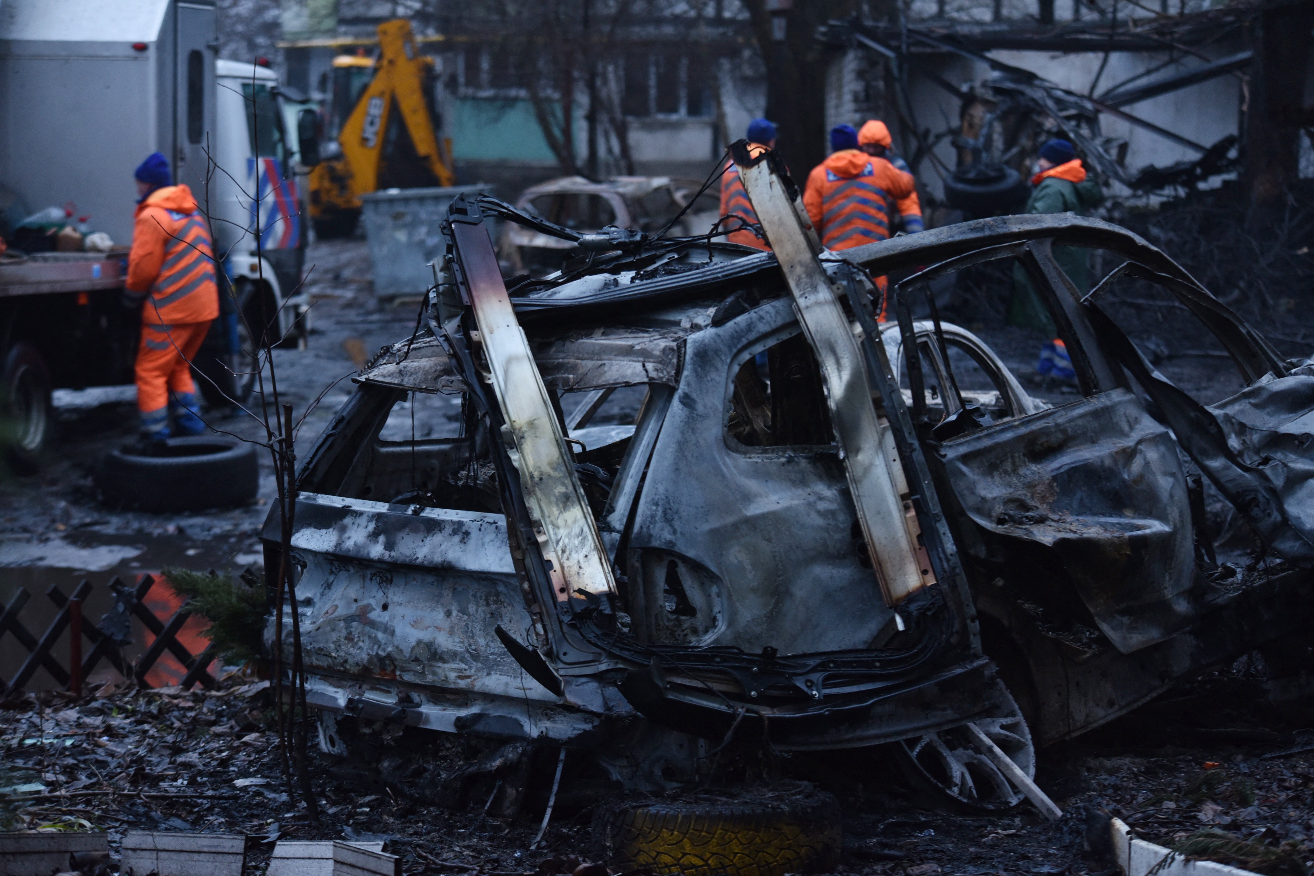 The aftermath of a Russian drone strike in Ukraine