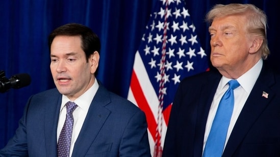 Marco Rubio, US secretary of state, speaks during a news conference at the Mar-a-Lago Club in Palm Beach, Florida, US, on Saturday, Jan. 3, 2026. (Bloomberg)