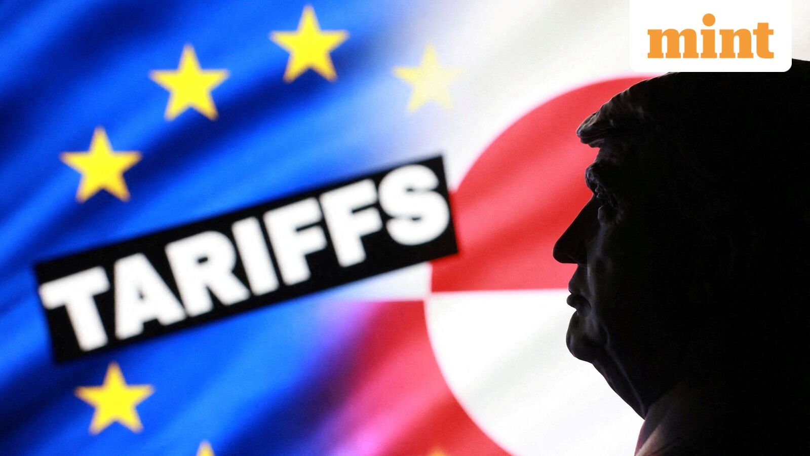 A 3D‑printed miniature model of U.S. President Donald Trump, EU and Greenland flags, and the word 'Tariffs' appear in this illustration taken January 17, 2026.