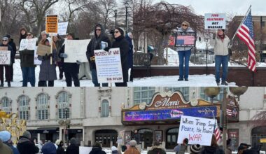 Northern Indiana Democratic Socialists of America hold an anti-war protest in South Bend
