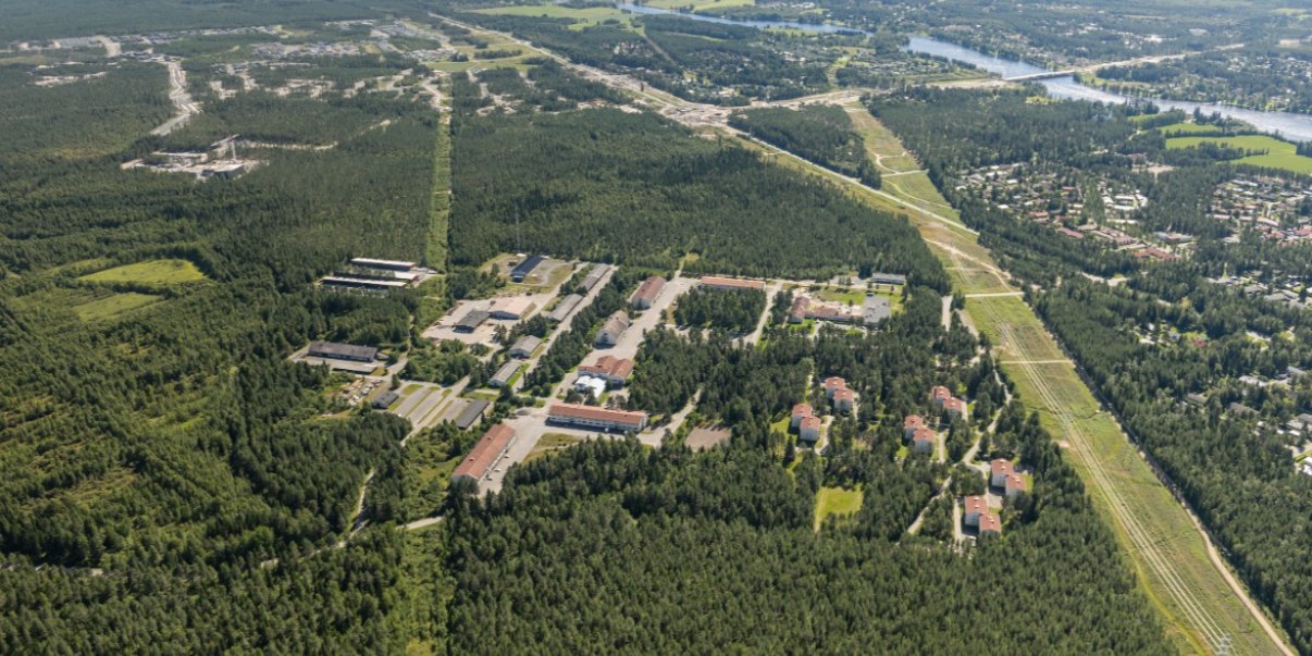 Viistoilmakuva Vanhan Hiukkavaaran alueelta