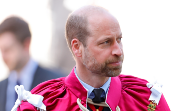 Prince William wearing a red robe