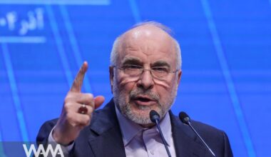 Iranian Parliament Speaker Mohammad Bagher Ghalibaf speaks during a press conference in Tehran, Iran December 2, 2025. Majid Asgaripour/WANA (West Asia News Agency)