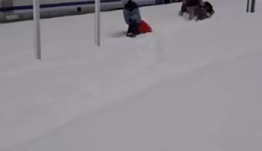 Stacja kolejowa w Mławie po lokalnej śnieżycy