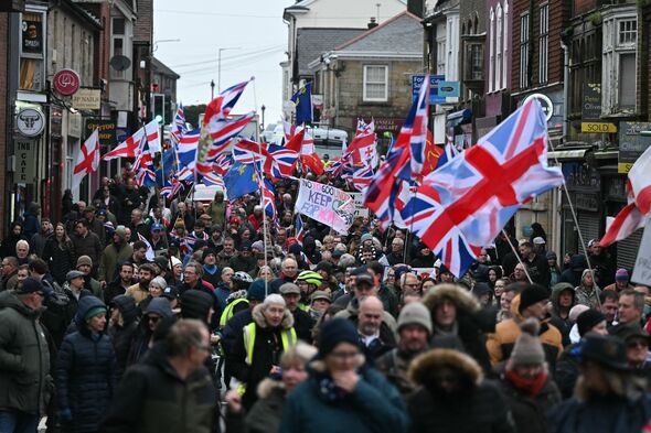 Anti asylum seeker protest in Crowborough