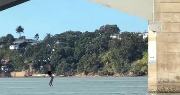 Pair filmed jumping off Auckland Harbour Bridge