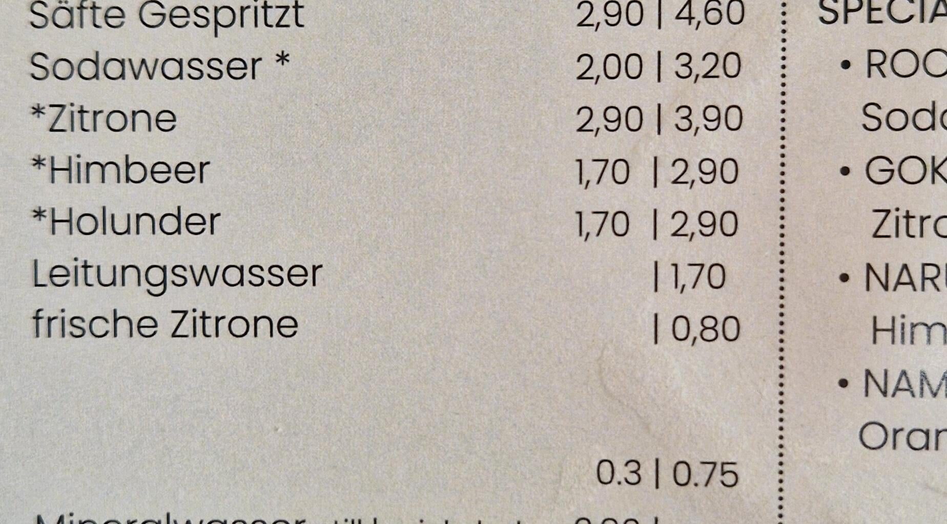 Höchstpreise für Leitungswasser im Restaurant