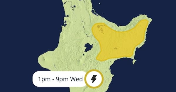 Severe thunderstorm watch issued for parts of North Island