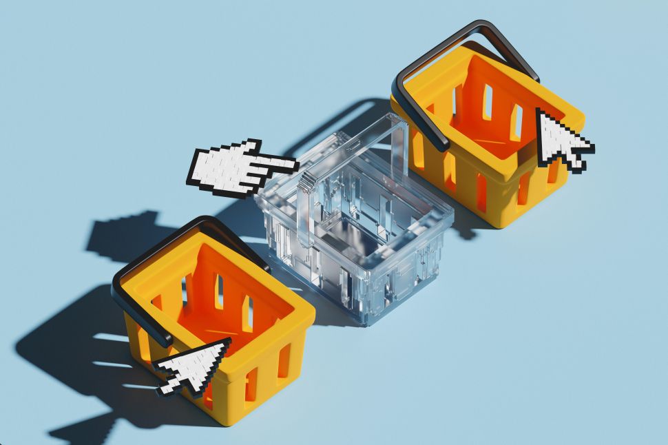 Cursors hover over shopping baskets