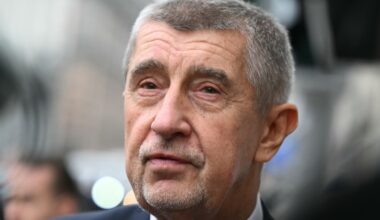 Czech Prime Minister Andrej Babiš speaks to journalists prior to a meeting with the leaders of the European political party Patriots.eu ahead of the European Council in Brussels on December 17, 2025.