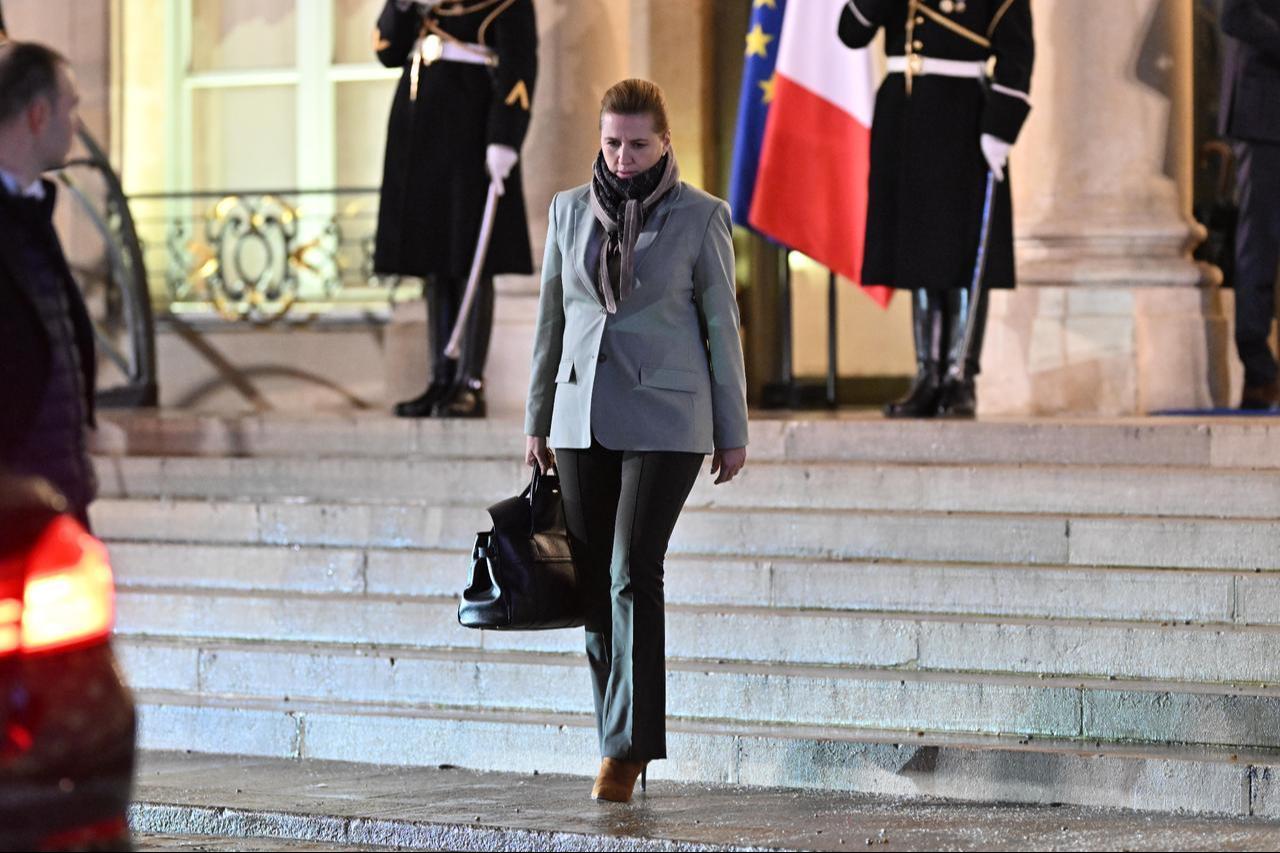 Mette Frederiksen Prime Minister of Denmark, leaves after the leaders-level Coalition of the Willing summit at the Elysee Palace in Paris, France on Jan. 06, 2026. (AA Photo)