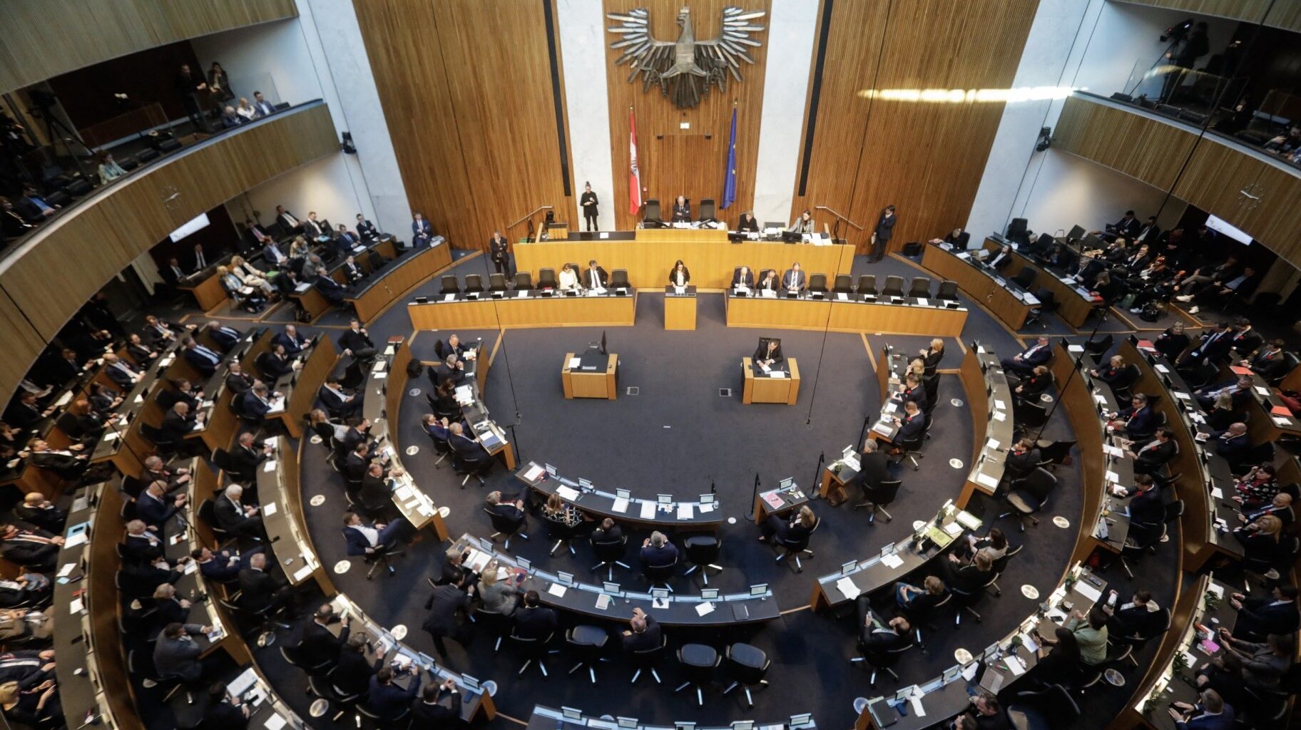 Austrian Parliament with MPs attending for the first time after the National Council elections in Vienna on October 24, 2024.