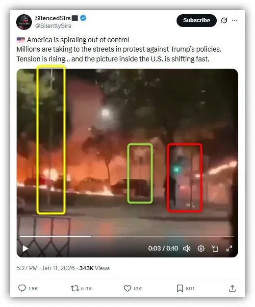 <span>Screenshot from X taken January 14, 2026, with elements outlined by AFP</span>