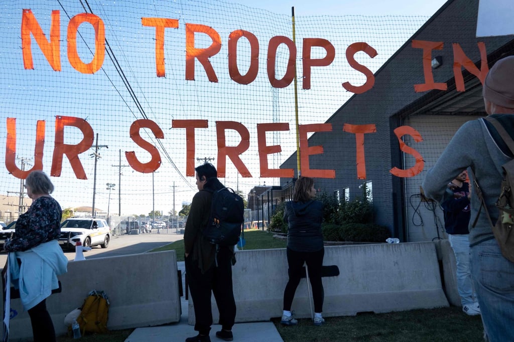 People protest outside an immigration processing and detention facility in Broadview, Illinois in October. Photo: AFP