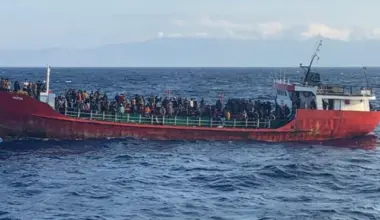 a ship carrying migrants during a rescue operation off the island of crete greece on october 29 2021 photo afp