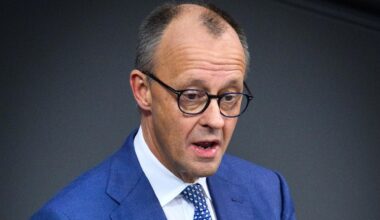 Das Bild zeigt Friedrich Merz während einer Rede.
