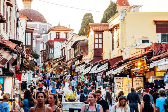 Busy Rhodes old town, Greece