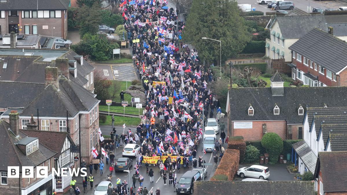 An aerial view of the large-scale protest that took place on Crowborough.