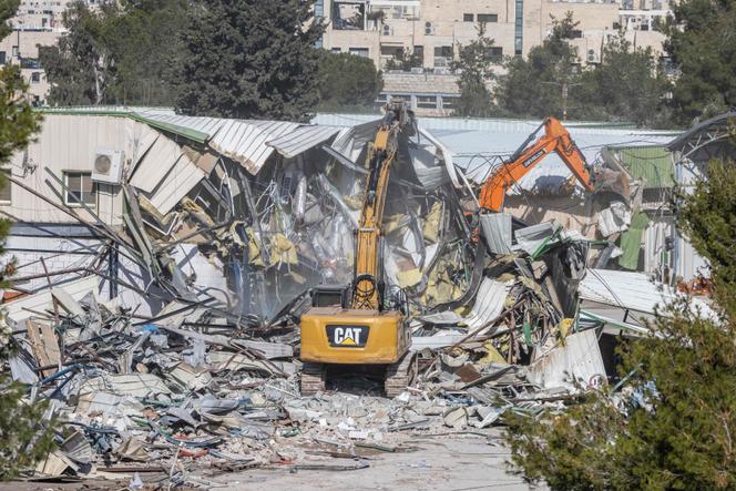 Demolition inside the headquarters of the United Nations Relief and Works Agency (UNRWA) in Israeli-annexed east Jerusalem on January 20, 2026.