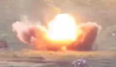 A Russian motorcyclist hits a mine and gets launched during an assault on Ukrainian positions. - Seversky direction