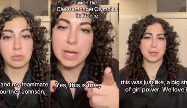 woman talking about cheese