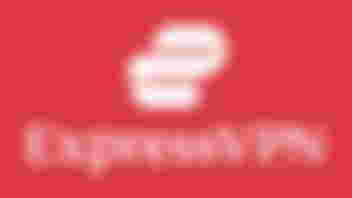 ExpressVPN logo in white on a red background.
