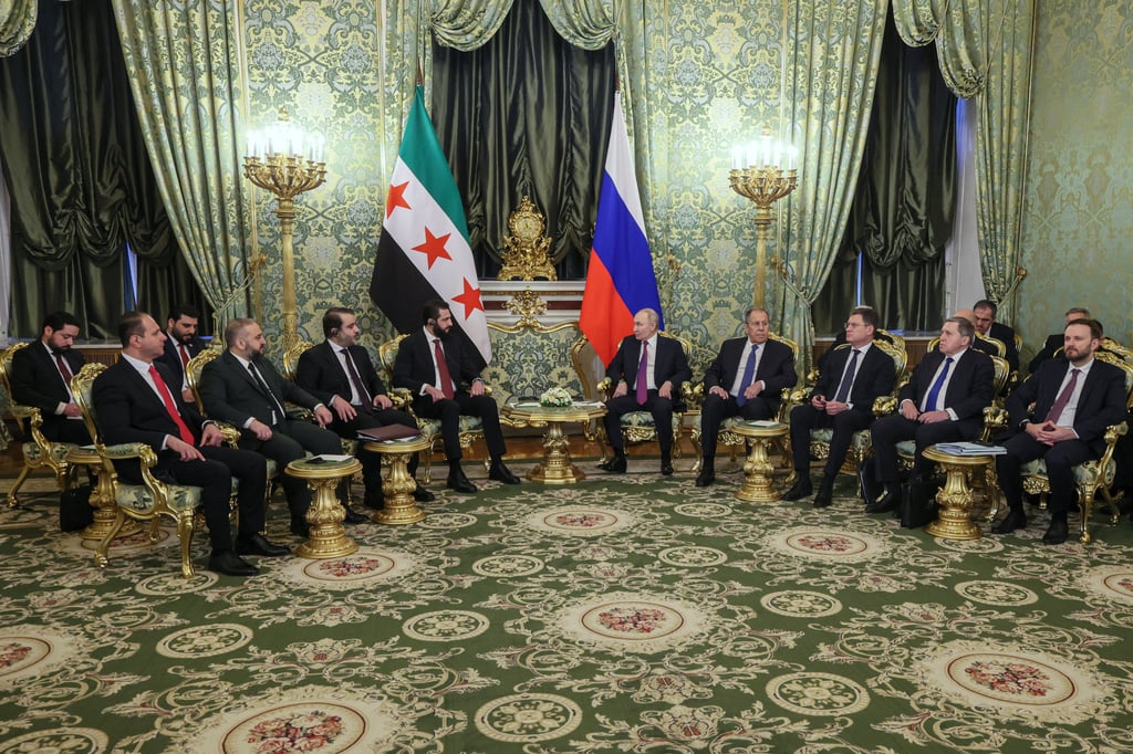 The Syrian and Russian leaders meeting in Moscow on Wednesday. Photo: Kremlin pool via AP