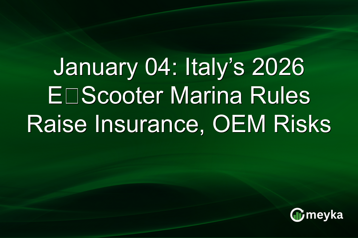 January 04: Italy’s 2026 E‑Scooter Marina Rules Raise Insurance, OEM Risks