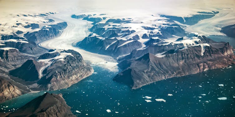 Aerial view of Greenland glacier