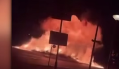 A petrol bomb exploding in a Dutch city on New Year's Eve