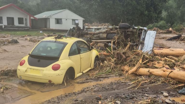 A photo supplied to RNZ shows flooding damage in Te Araroa.