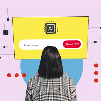 A person sees a screen with the words "AI enter prompt generate"