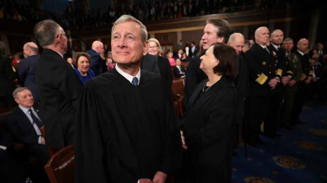 WASHINGTON, DC - MARCH 04: Chief Supreme Court Justice John Roberts attends U.S. President Donald Trump's address to a joint session of Congress at the U.S. Capitol on March 04, 2025 in Washington, DC. President Trump was expected to address Congress on his early achievements of his presidency and his upcoming legislative agenda. (Photo by Win McNamee/Getty Images)