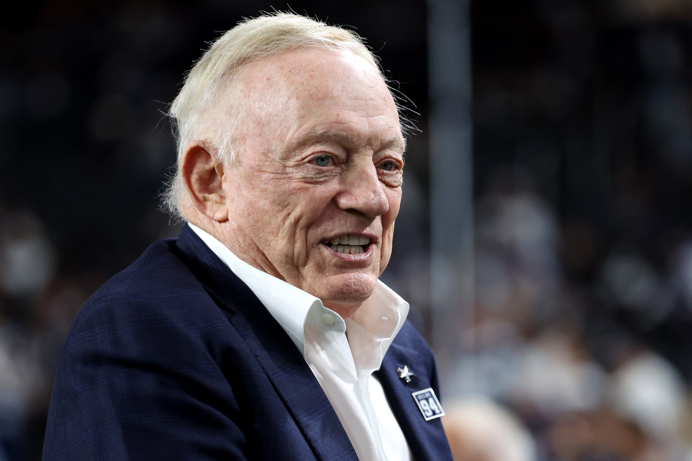 LAS VEGAS, NEVADA - NOVEMBER 17: Dallas Cowboys owner Jerry Jones looks on before the game against the Las Vegas Raiders at Allegiant Stadium on November 17, 2025 in Las Vegas, Nevada. (Photo by Ian Maule/Getty Images)
