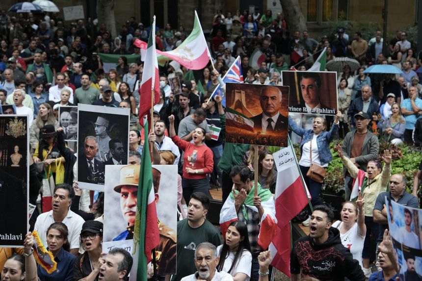 Hundreds of people take part in a protest against the Iranian government and call for regime change in Sydney, Australia, on January 11, 2026.