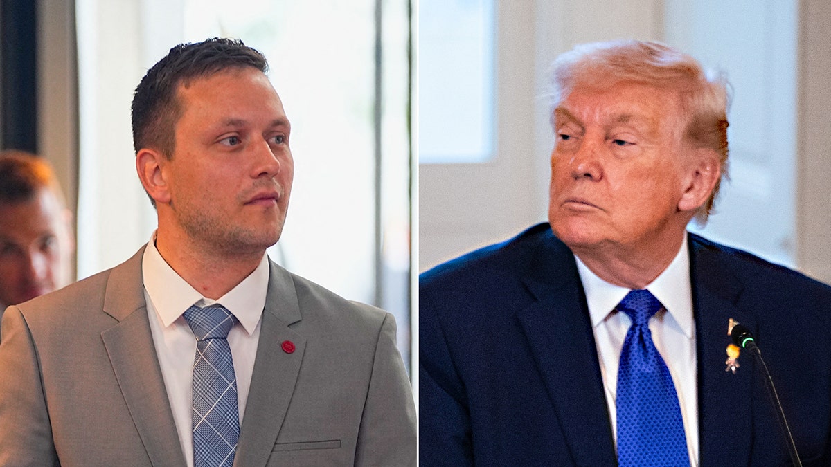 Greenland Prime Minister Jens-Frederik Nielsen and President Donald Trump in a split image