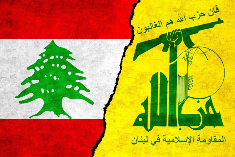 Lebanon and Hezbollah flags