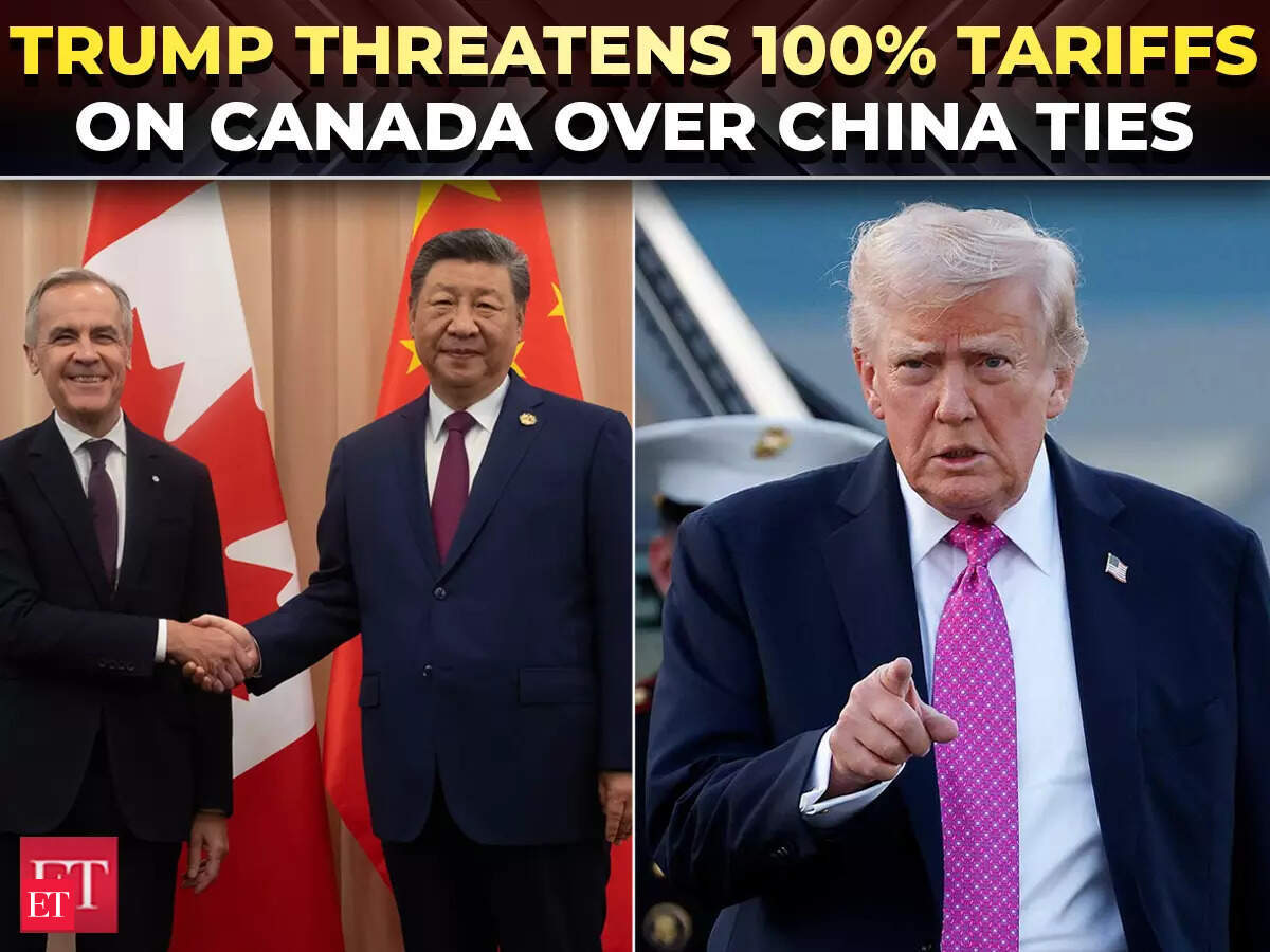 Donald Trump: 'If Canada makes a deal with China…': Trump escalates trade war, threatens Carney with 100% tariffs - The Economic Times Video