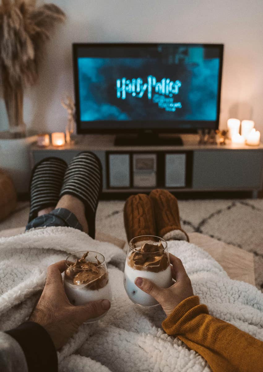 couple watching a Harry Potter movie together