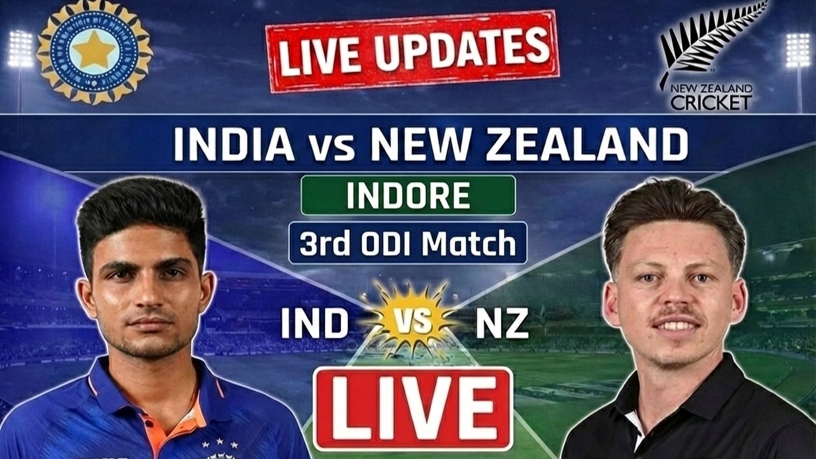 IND vs NZ 3rd ODI Live Cricket Score: Shubman Gill won the toss and India are bowling first.