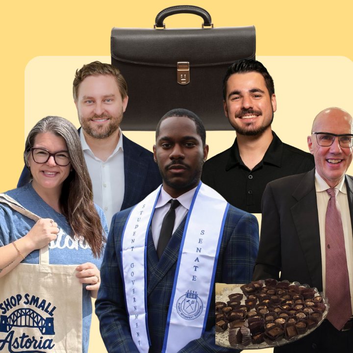 Illustration of workers and small business owners in front of a briefcase