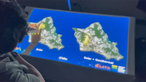 screen with photos of islands