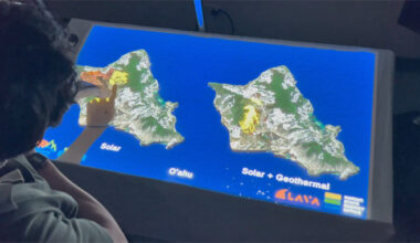 screen with photos of islands