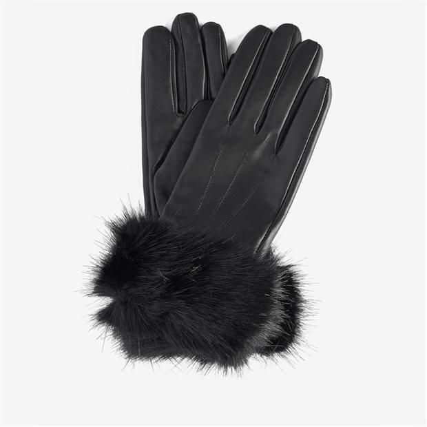 Barbour Fur Trimmed Leather Gloves