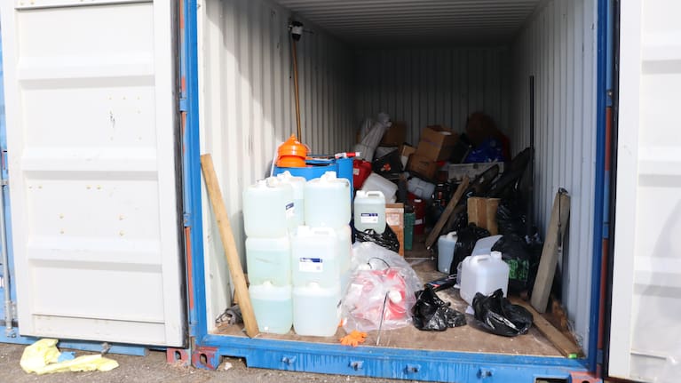 More than 800 litres of gamma butyrolactone was found in a storage unit in Featherston on Monday.