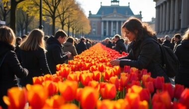 Netherlands tourism shines with the international tulip day festival in amsterdam – tourists from the uk, us, germany, belgium, and france flock to the tulip wonderland,