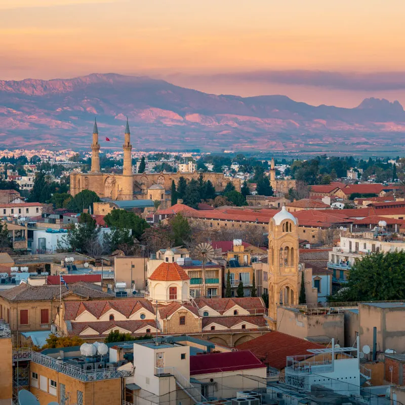 sunset over nicosia cyprus