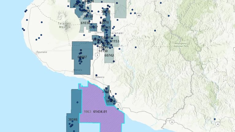 The block EnZed Energy has applied to explore for oil and gas is shown in purple.