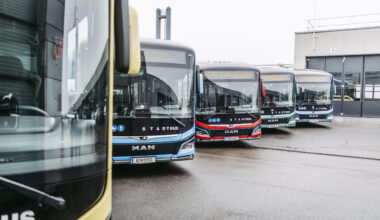 A line of buses