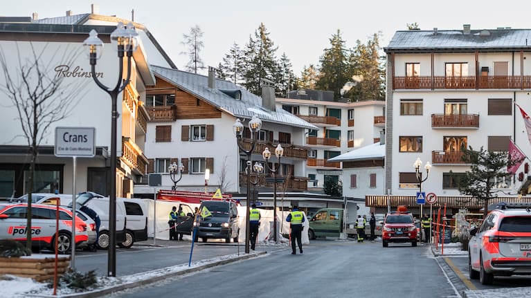 Police officers inspect the area where a fire broke out at the Le Constellation bar and lounge leaving people dead and injured, during New Year’s celebration, in Crans-Montana, Swiss Alps, Switzerland.